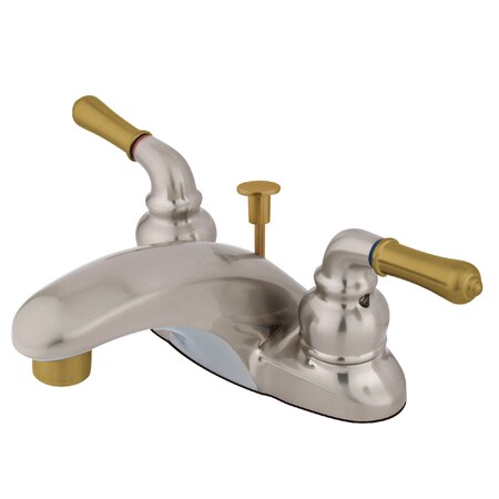 Kingston Brass 4" Centerset Bathroom Faucet, Brushed Nickel/Polished Brass KB629